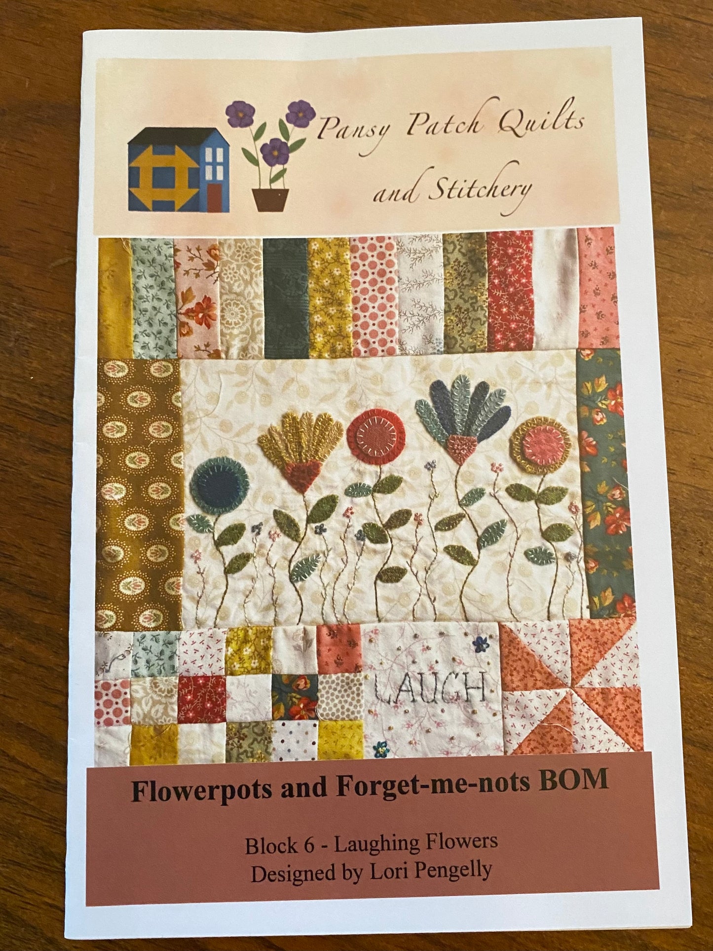 Flowerpots and Forget-me-nots Block 6 - Laughing Flowers PDF Quilt Pattern