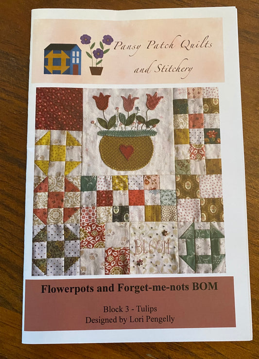 Flowerpots and Forget-me-nots Block 3 - Tulips PDF Quilt Pattern