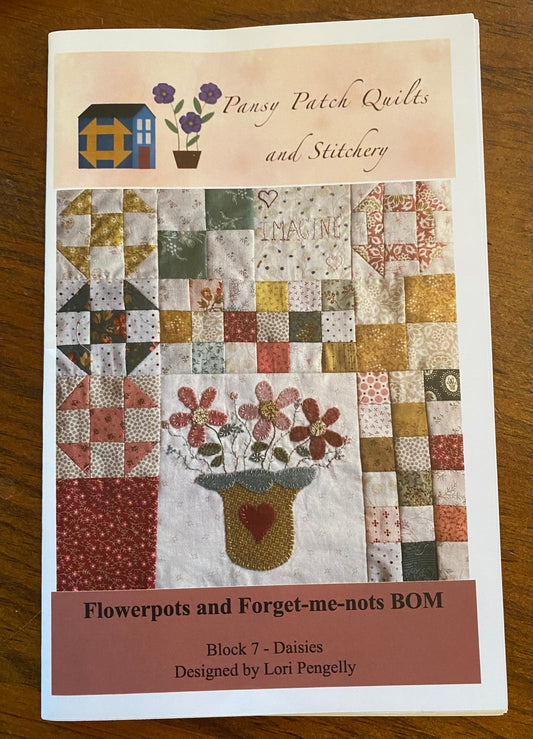 Flowerpots and Forget-me-nots Block 7 - Daisies PDF Quilt Pattern